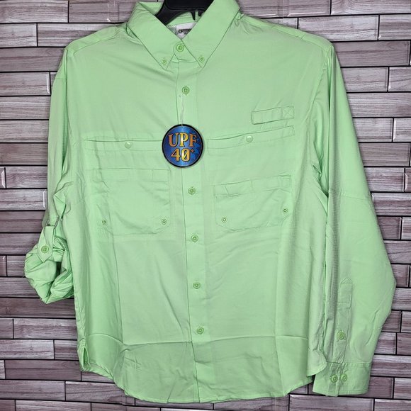 Outdoor by Hilton New Men's Size Small Button Shirt Green‎ Long Sleeve Comfy Top - Picture 1 of 13